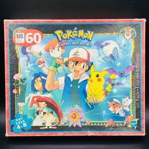 Vintage Original 1998 POKEMON Jigsaw Puzzle: 60 pcs COMPLETE- Pikachu Ash Meowth